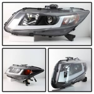 Honda Civic 2012-2014 Projector Headlights- Black - Image 2
