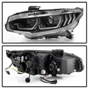 Honda Civic 16-20 2DR/4DR/Hatchback Projector Headlight-Black - Image 2