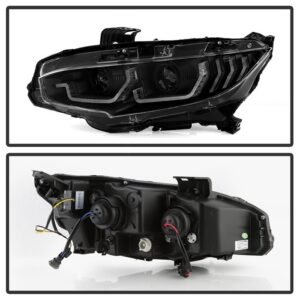 Honda Civic 2016-2020 2DR/4DR/ Projector Headlights - Black - Image 2