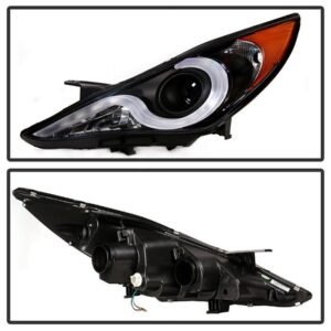 Hyundai Sonata 11-13 Version 2 Projector Headlights - Black - Image 2