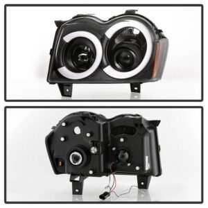 Jeep Grand Cherokee 05-07 Light Bar Projector Headlights - Black - Image 2
