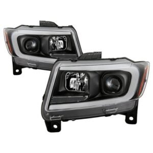 Jeep Grand Cherokee 11-13 Light Bar Projector Headlights - Black - Image 1