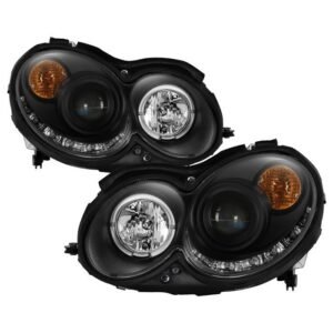 Mercedes Benz CLK 03-09 Projector Headlights - Black - Image 1