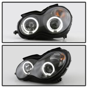 Mercedes Benz C-Class 01-05 4Dr Only Projector Headlights  - Black - Image 8