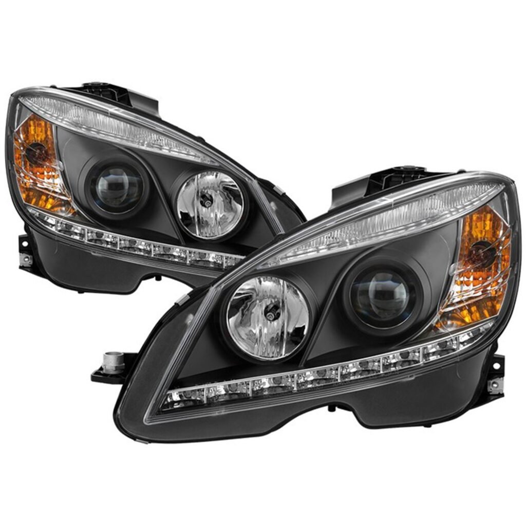 Mercedes Benz C-Class 08-11 Projector Headlights - Black