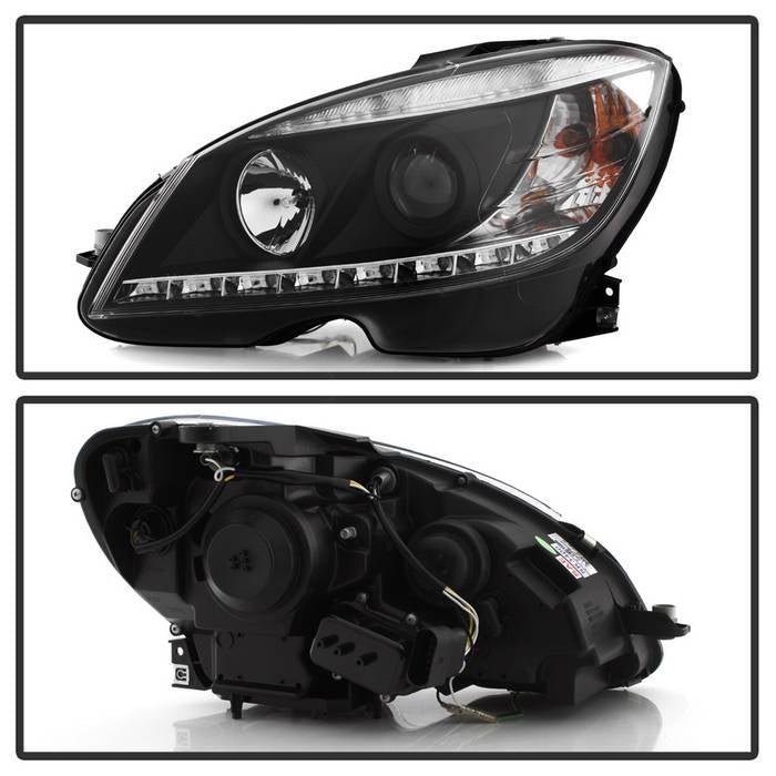 Mercedes Benz C-Class 08-11 Projector Headlights - Black