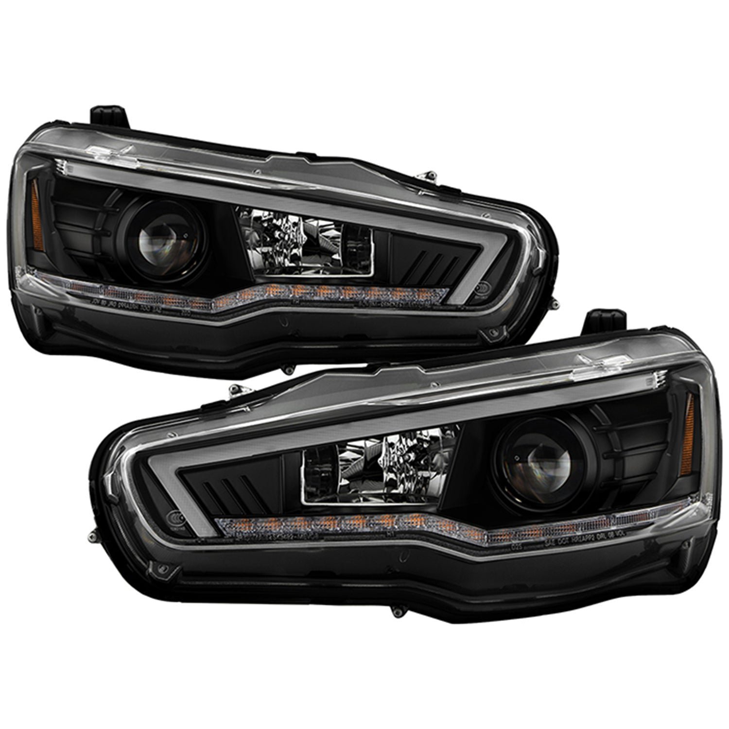 Mitsubishi Lancer / EVO-10 08-17 Halogen Projector Headlights - Black - Image 1