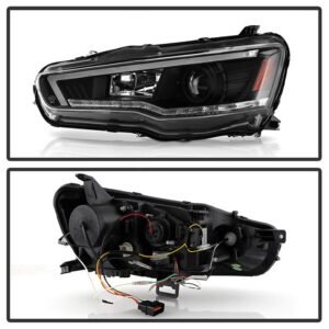 Mitsubishi Lancer / EVO-10 08-17 Halogen Projector Headlights - Black - Image 2