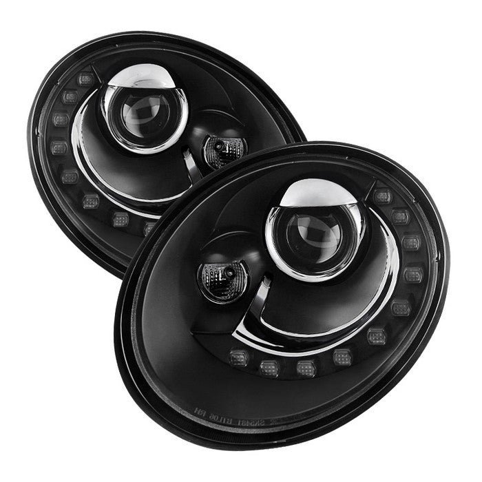 Volkswagen Beetle 06-10 Projector Headlights - DRL LED - Black