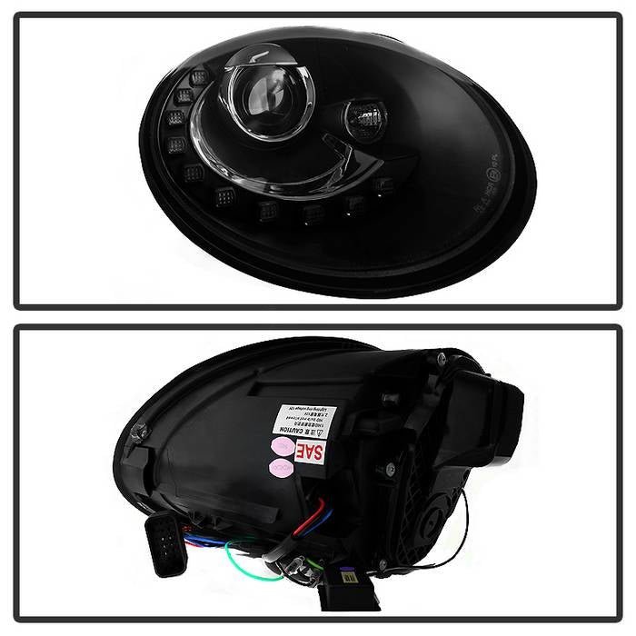 Volkswagen Beetle 06-10 Projector Headlights - DRL LED - Black