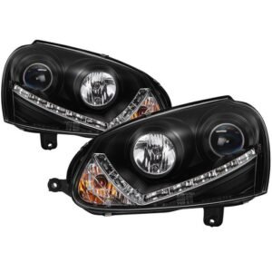 Volkswagen GTI 06-09 / Jetta 06-09 / Rabbit 06-09 Projector Headlights - Halogen Model Only - Black - Image 1