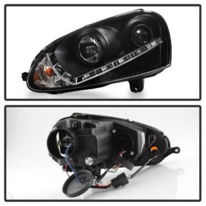 Volkswagen GTI 06-09 / Jetta 06-09 / Rabbit 06-09 Projector Headlights - Halogen Model Only - Black - Image 2