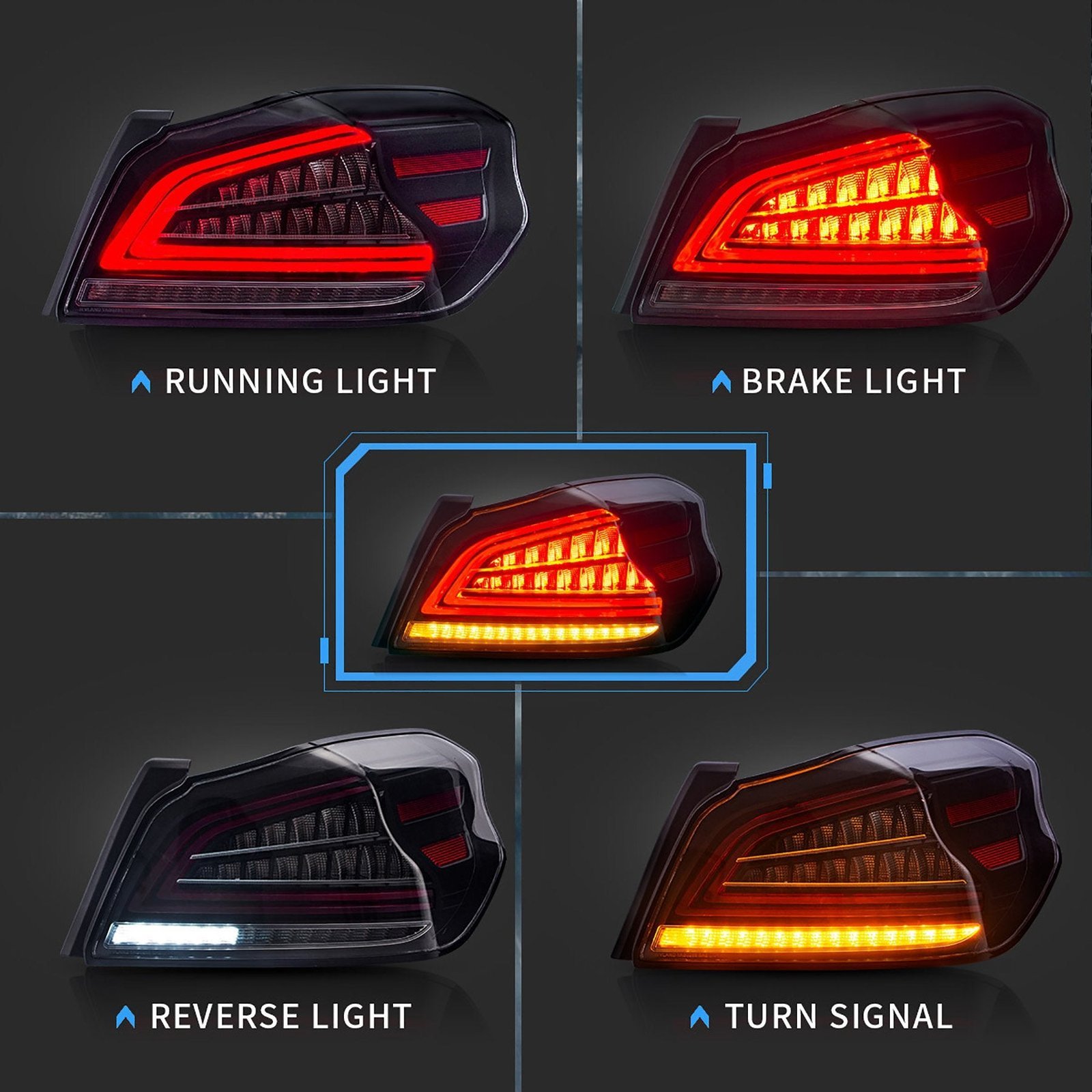 15-21 Subaru WRX & WRX STI 1th Gen(VA) Vland LED Tail Lights With Sequential Turn Signal - Image 8