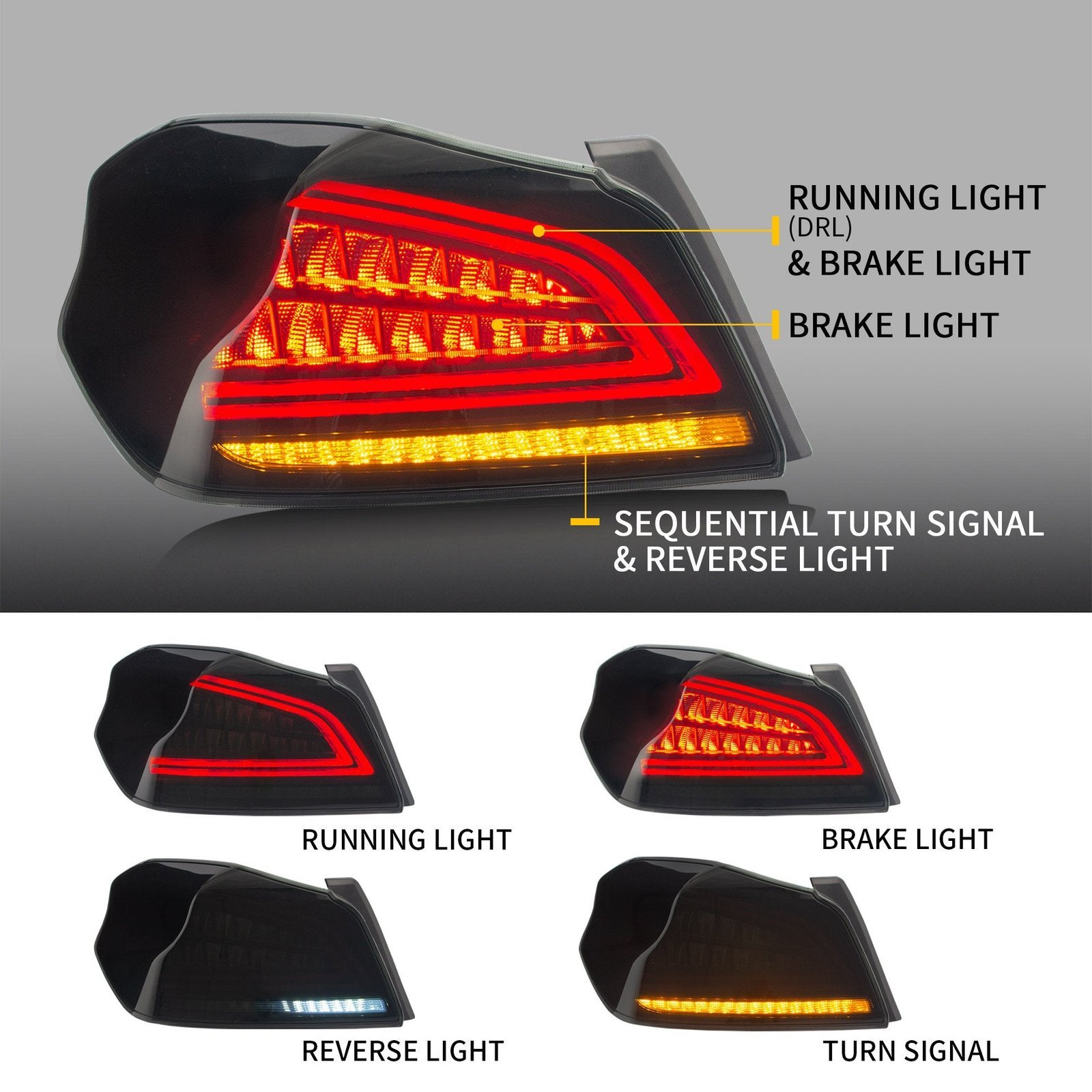 15-21 Subaru WRX & WRX STI 1th Gen(VA) Vland LED Tail Lights With Sequential Turn Signal - Image 4