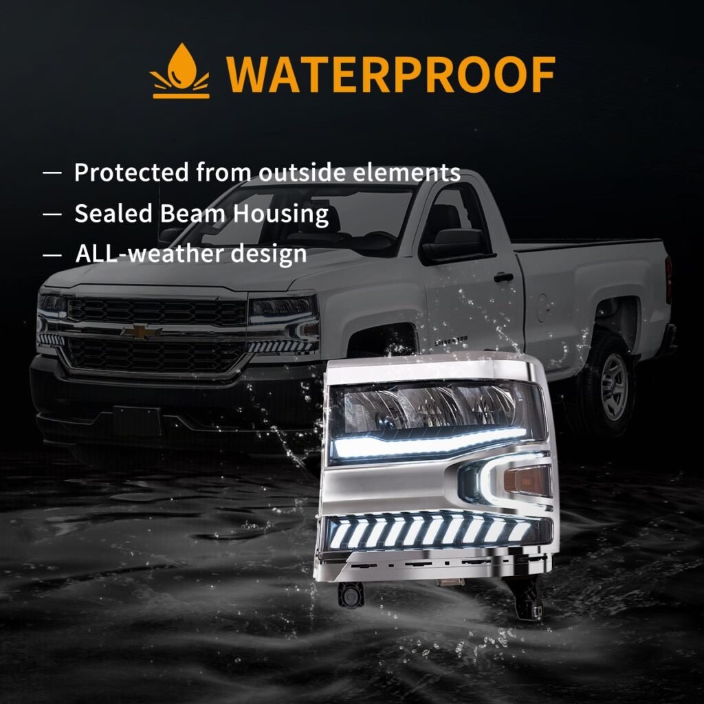 16-18 Chevrolet Silverado 1500 4th Gen Facelift Vland LED Reflection Bowl Headlights Chrome