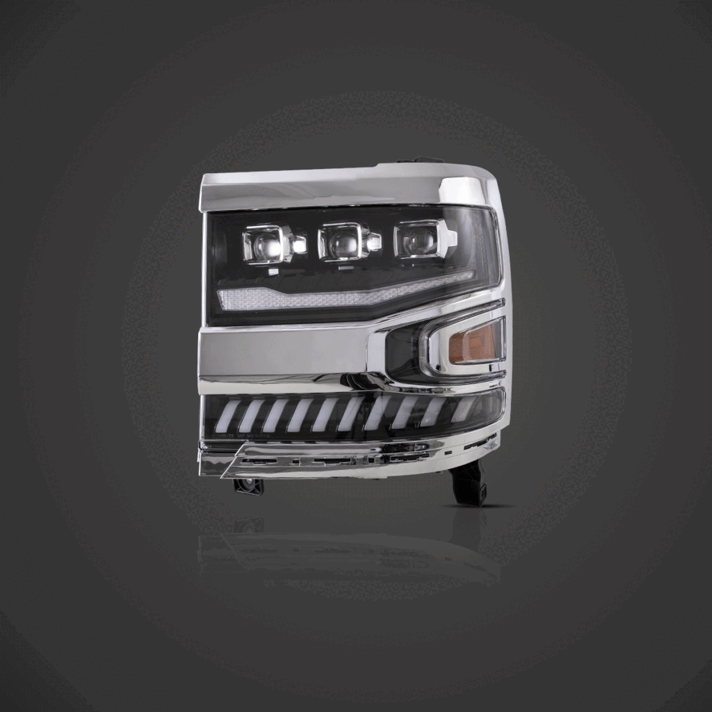16-18 Chevrolet Silverado 1500 4th Gen Facelift Vland LED Dual Beam Projector Headlights Black