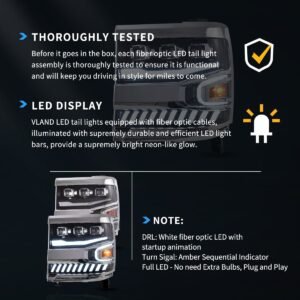 16-18 Chevrolet Silverado 1500 4th Gen Facelift Vland LED Dual Beam Projector Headlights Black - Image 11