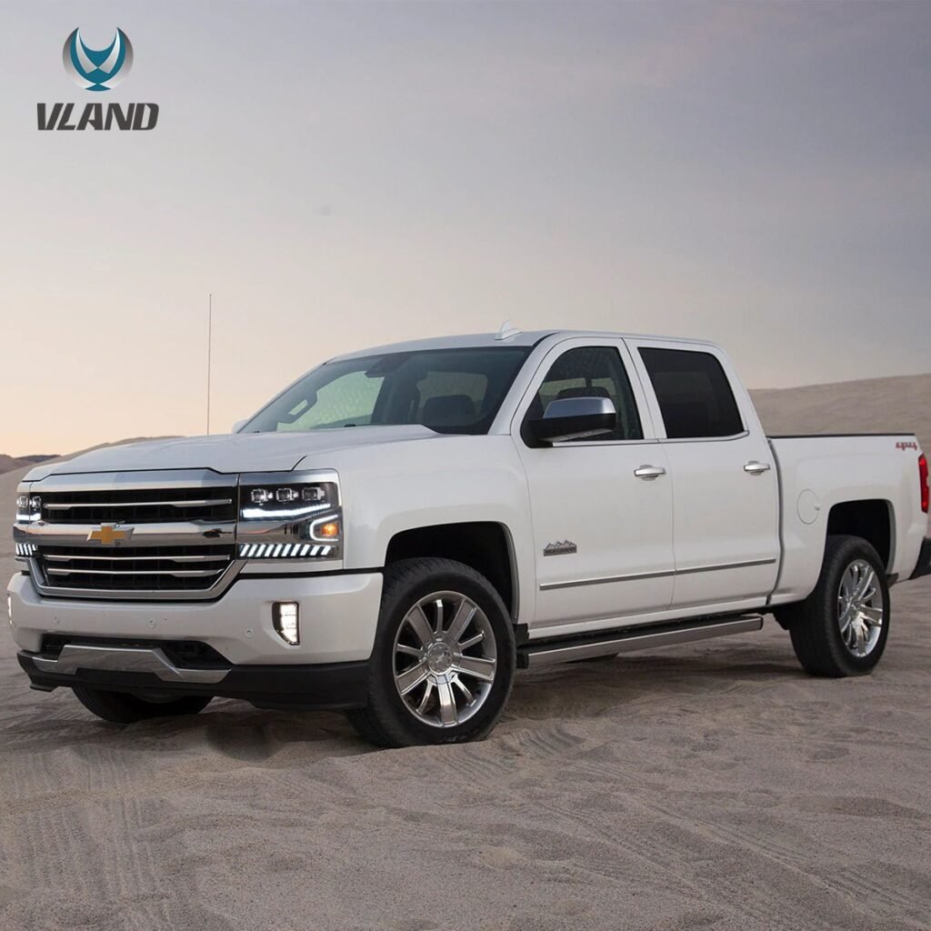 16-18 Chevrolet Silverado 1500 4th Gen Facelift Vland LED Dual Beam Projector Headlights Black