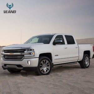 16-18 Chevrolet Silverado 1500 4th Gen Facelift Vland LED Dual Beam Projector Headlights Black - Image 2