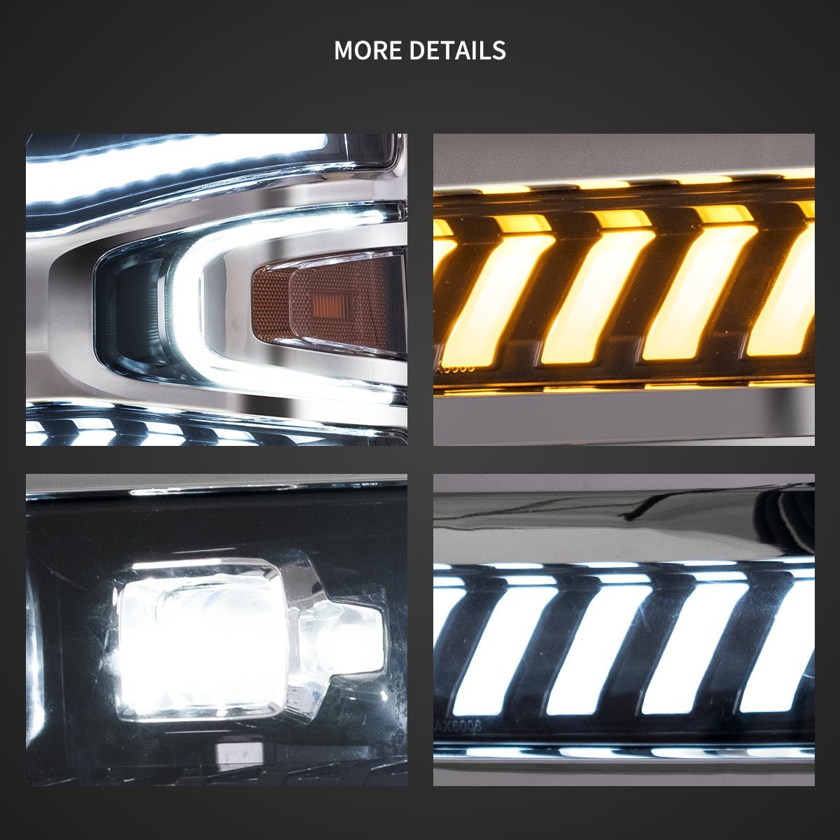 16-18 Chevrolet Silverado 1500 4th Gen Facelift Vland LED Dual Beam Projector Headlights Black - Image 6