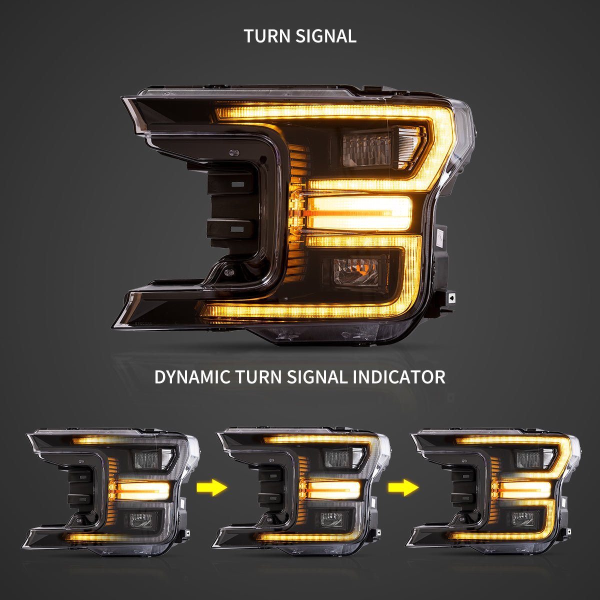 18-20 Ford F150 13th Gen Vland LED Dual Beam Projector HeadLights With Start Up Animation Black - Image 7
