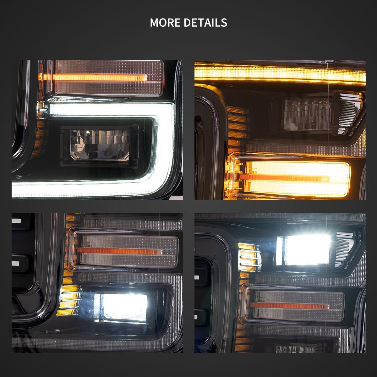 18-20 Ford F150 13th Gen Vland LED Dual Beam Projector HeadLights With Start Up Animation Black - Image 9