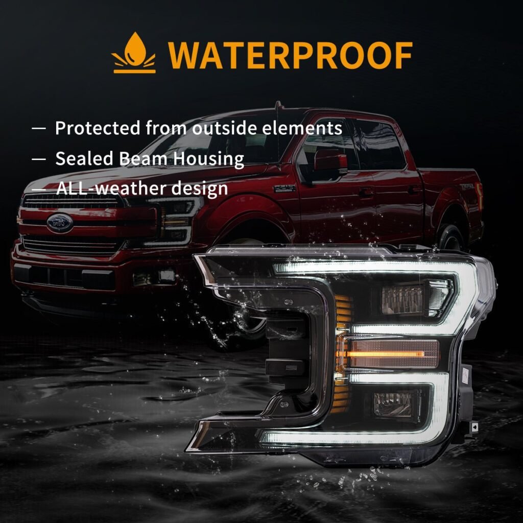 18-20 Ford F150 13th Gen Vland LED Dual Beam Projector HeadLights With Start Up Animation Black