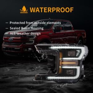 18-20 Ford F150 13th Gen Vland LED Dual Beam Projector HeadLights With Start Up Animation Black - Image 17