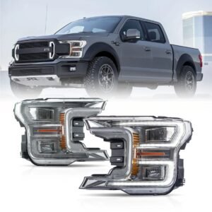 18-20 Ford F150 13th Gen Vland LED Dual Beam Projector HeadLights With Start Up Animation Black - Image 2