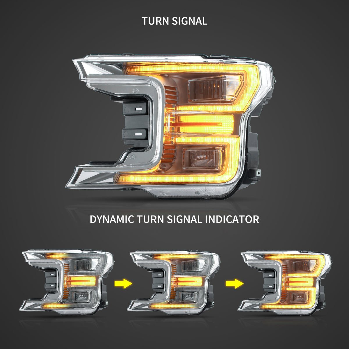 18-20 Ford F150 13th Gen Vland LED Dual Beam Projector HeadLights With Start Up Animation Black - Image 5
