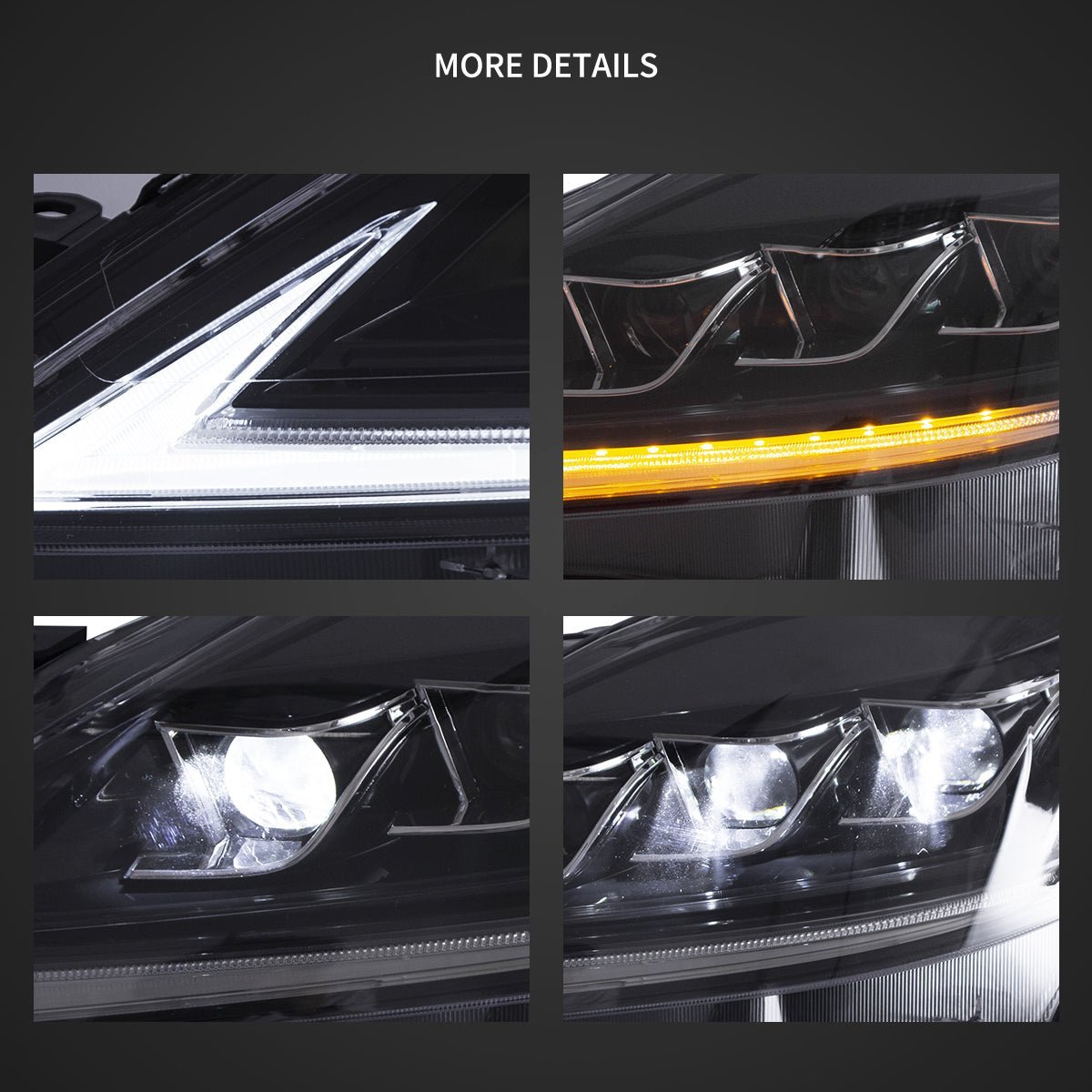 06-12 Lexus IS250/IS250C/IS350/IS220d & 08-14 ISF(XE20) Vland Matrix Projector Headlights Black - Image 5