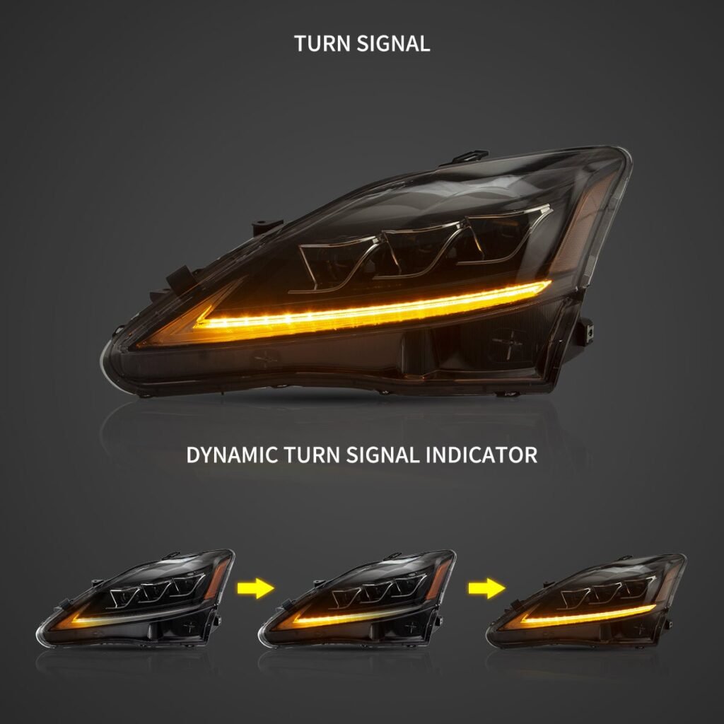 06-12 Lexus IS250/IS250C/IS350/IS220d & 08-14 ISF(XE20) Vland Matrix Projector Headlights Black