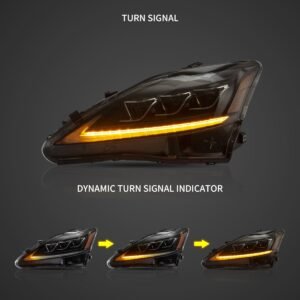 06-12 Lexus IS250/IS250C/IS350/IS220d & 08-14 ISF(XE20) Vland Matrix Projector Headlights Black - Image 8