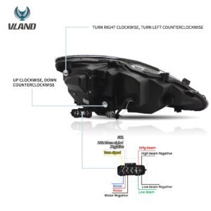 06-12 Lexus IS250/IS250C/IS350/IS220d & 08-14 ISF(XE20) Vland Matrix Projector Headlights Black - Image 6