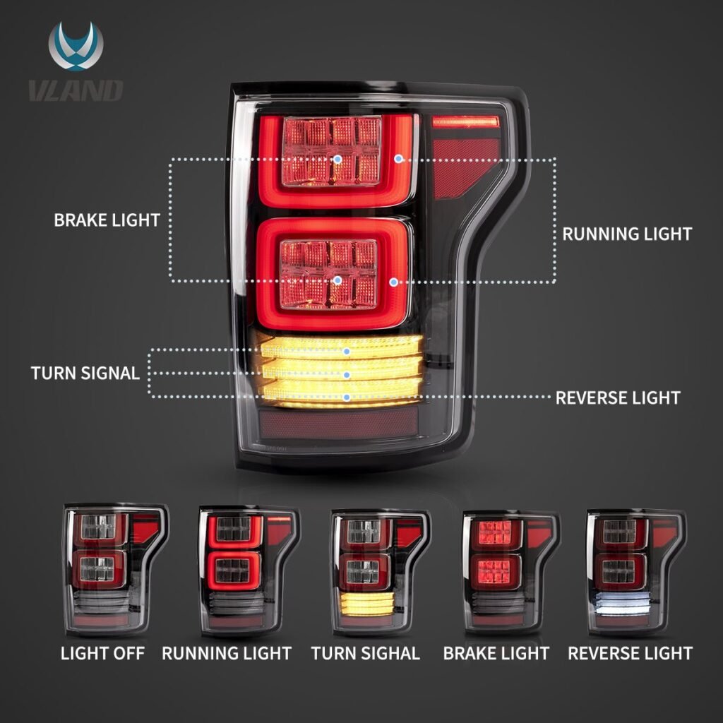 15-20 Ford F150 13th Gen (P552) Vland LED Tail Lights With Sequential Turn Signal