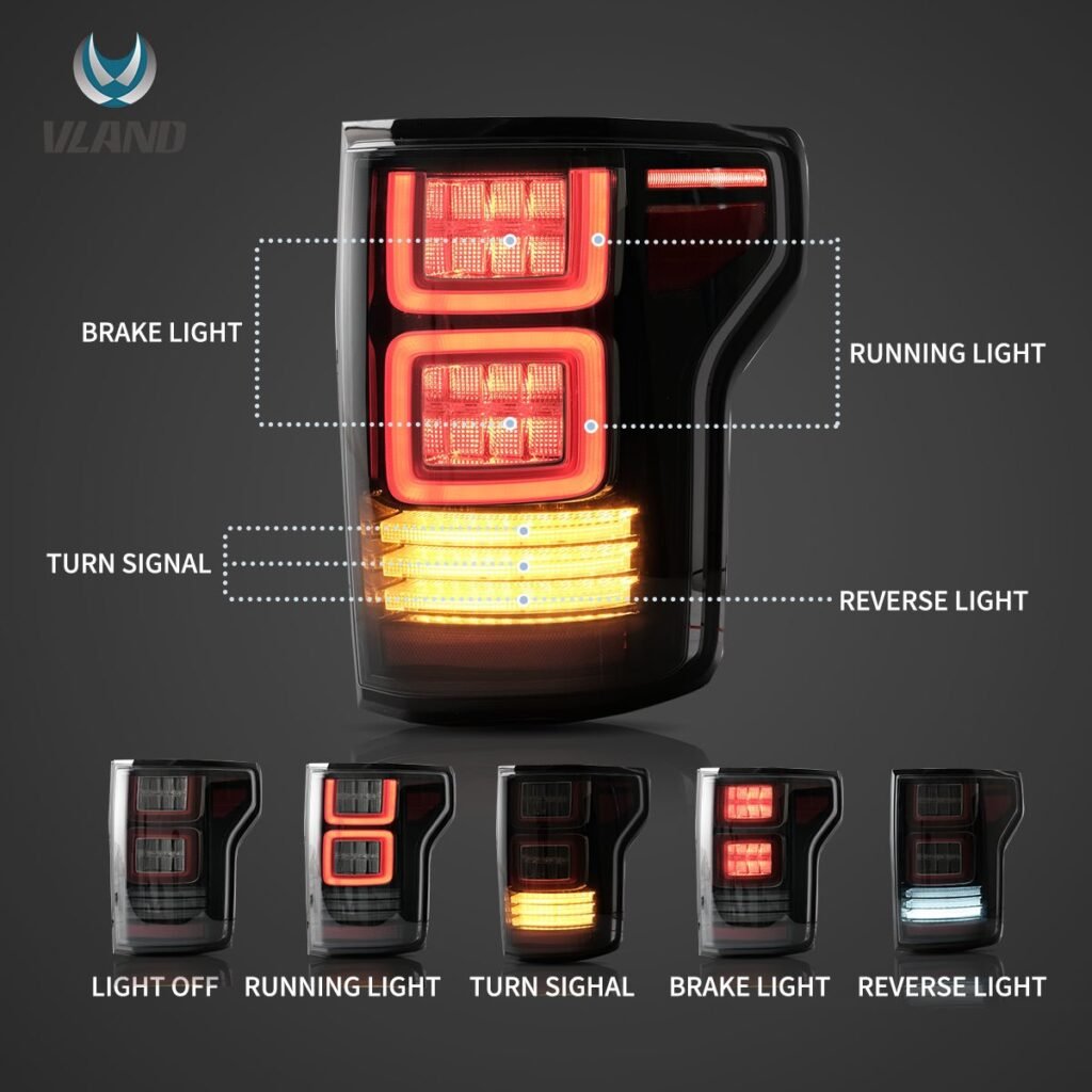 15-20 Ford F150 13th Gen (P552) Vland LED Tail Lights With Sequential Turn Signal