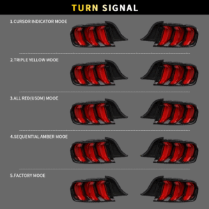 15-22 Ford Mustang 6th Gen (S550) Vland LED Tail Lights with 5 modes Sequential Turn Signal - Image 6