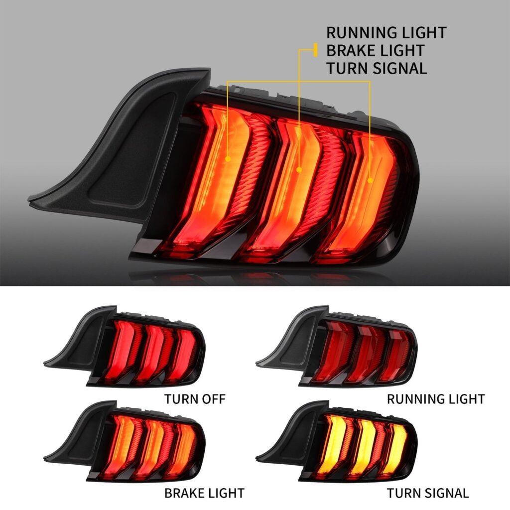 15-22 Ford Mustang 6th Gen (S550) Vland LED Tail Lights with 5 modes Sequential Turn Signal