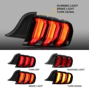 15-22 Ford Mustang 6th Gen (S550) Vland LED Tail Lights with 5 modes Sequential Turn Signal - Image 9