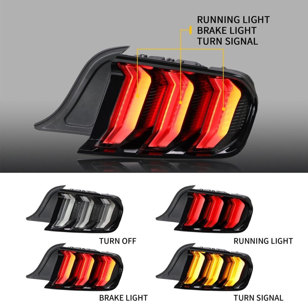 15-22 Ford Mustang 6th Gen (S550) Vland LED Tail Lights with 5 modes Sequential Turn Signal