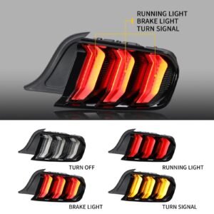 15-22 Ford Mustang 6th Gen (S550) Vland LED Tail Lights with 5 modes Sequential Turn Signal - Image 8