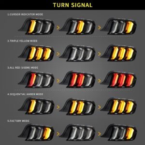 15-22 Ford Mustang 6th Gen (S550) Vland LED Tail Lights with 5 modes Sequential Turn Signal - Image 7