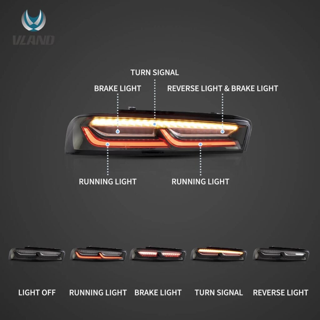 16-18 Chevrolet Camaro 6th Gen Vland LED Tail Lights With Sequential Turn Signal (Plug For US Models)