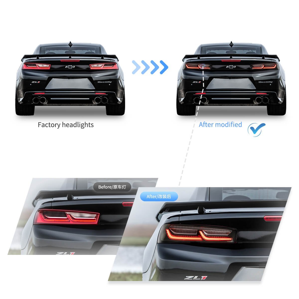 16-18 Chevrolet Camaro 6th Gen Vland LED Tail Lights With Sequential Turn Signal (Plug For US Models) - Image 14