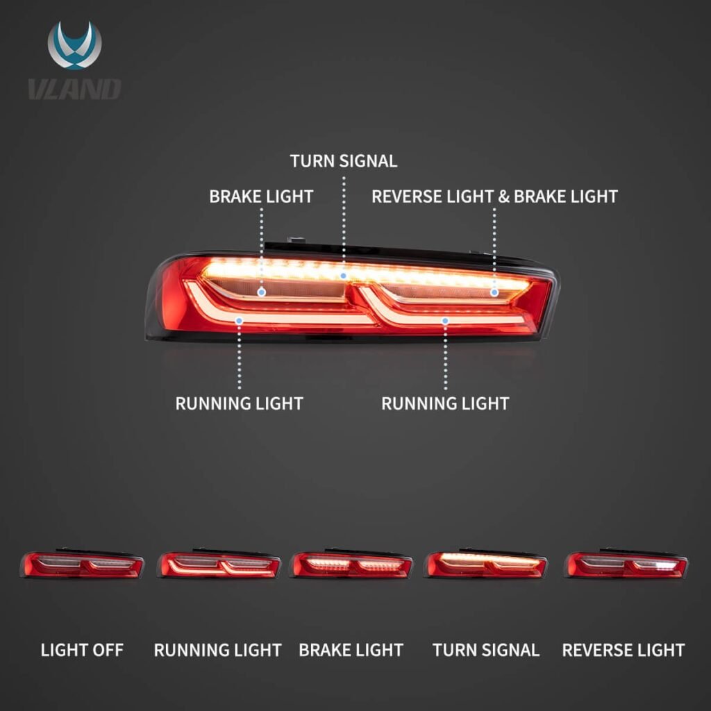 16-18 Chevrolet Camaro 6th Gen Vland LED Tail Lights With Sequential Turn Signal (Plug For US Models)