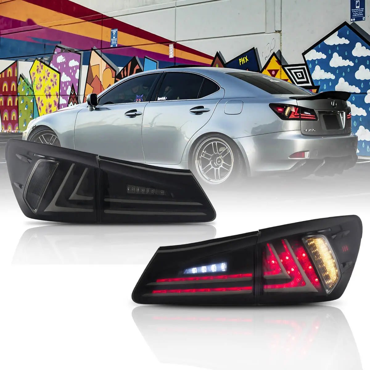 06-12 Lexus IS Series 2th Gen (XE20) Vland LED Tail Lights with Amber Turn Signal - Image 1