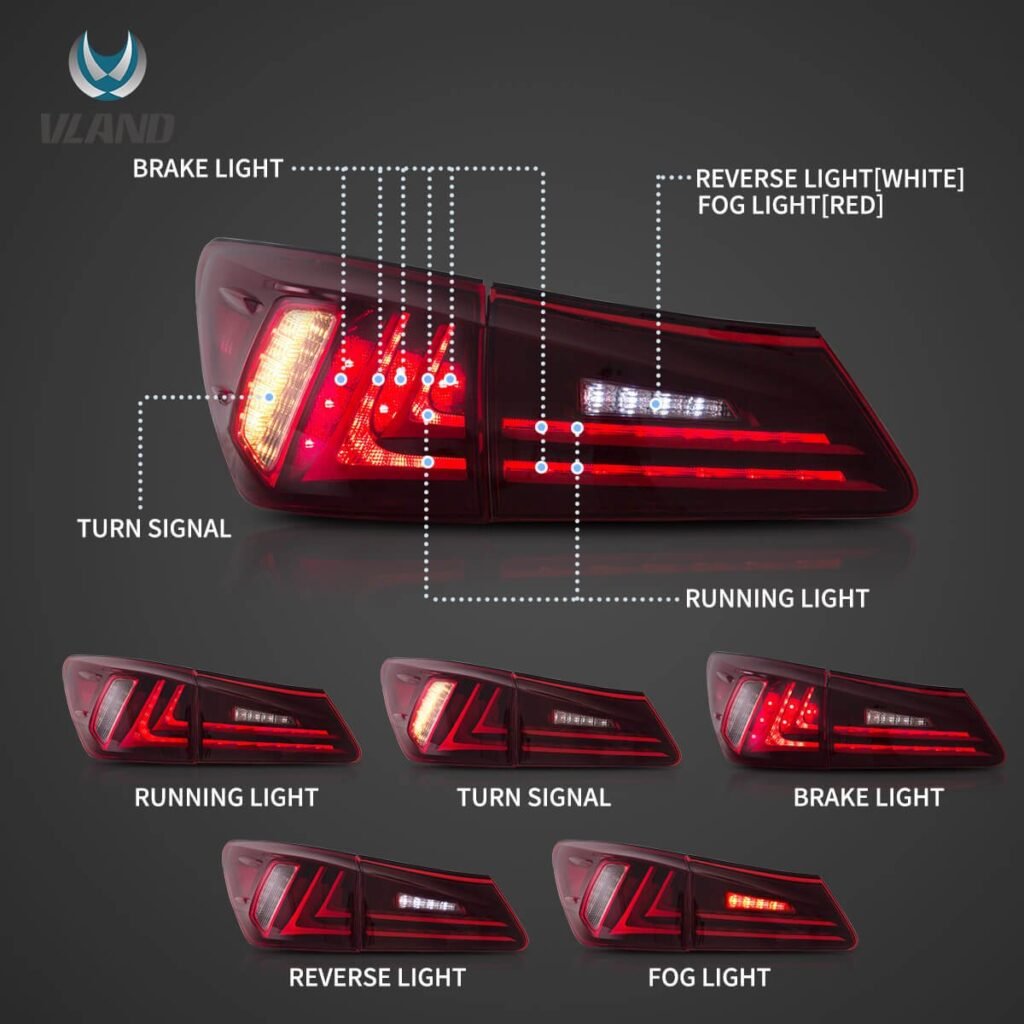 06-12 Lexus IS Series 2th Gen (XE20) Vland LED Tail Lights with Amber Turn Signal
