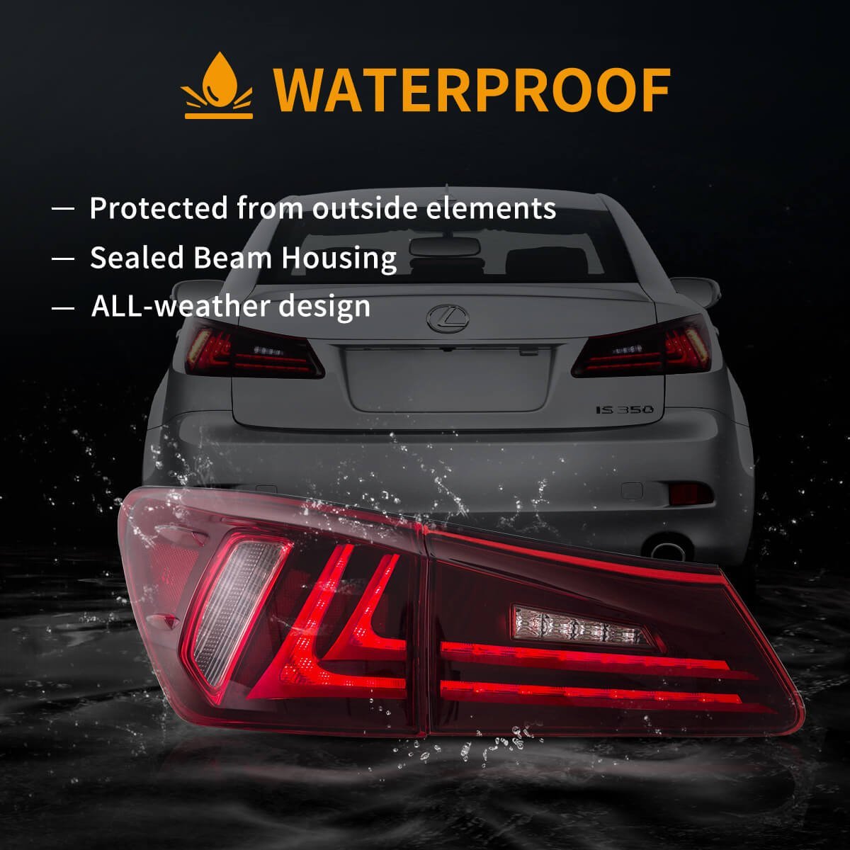 06-12 Lexus IS Series 2th Gen (XE20) Vland LED Tail Lights with Amber Turn Signal - Image 11