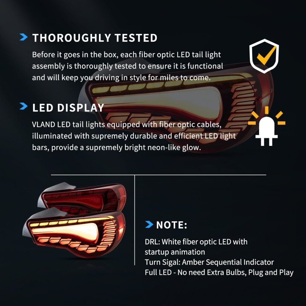 12-20 Toyota 86 GT86 FT86 13-20 Subaru BRZ 13-20 Scion FR-S Vland LED Tail Lights Sequential Turn Signal With Dynamic Welcome Lighting [Dragon Style]