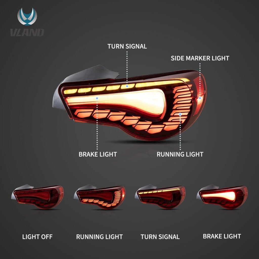12-20 Toyota 86 GT86 FT86 13-20 Subaru BRZ 13-20 Scion FR-S Vland LED Tail Lights Sequential Turn Signal With Dynamic Welcome Lighting [Dragon Style]